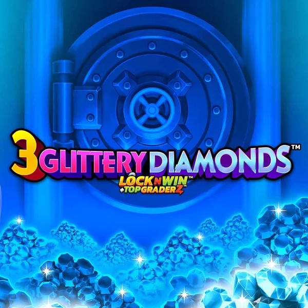 3 Glittery Diamonds slot logo by PearFiction Studios at Rodeo Casino
